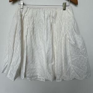 Tia Cibani Off White Eyelet Lace Fit Flare Boho Lined Skirt Girls 13/14 NWT